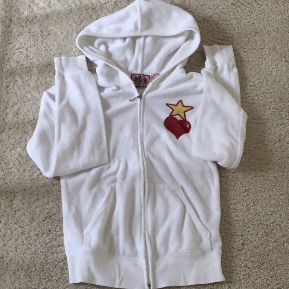 Juicy Couture White Hoodie Size P XS S Rare Hard to Find Vintage Baby Tee Y2K